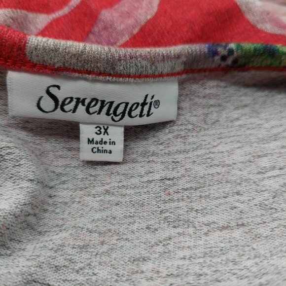 Serengeti Women’s Shirt Tunic Top Size 3X Red Multi-colored Floral - Picture 3 of 8